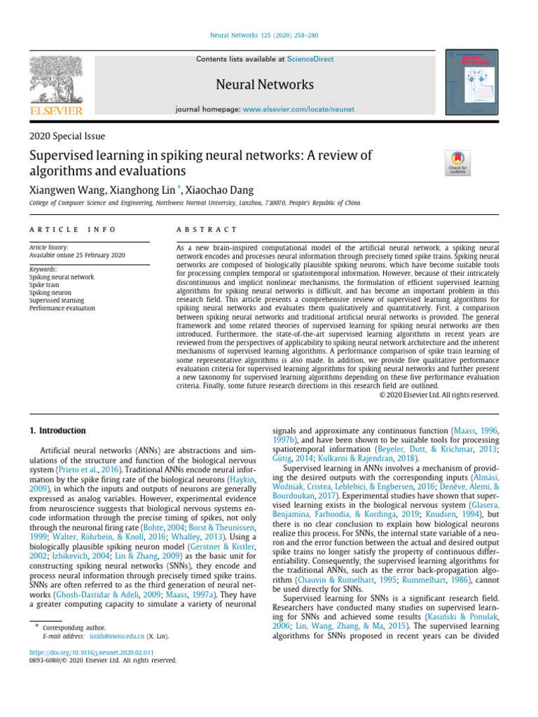 Supervised Learning in Spiking Neural Networks | PDF | Machine Learning ...