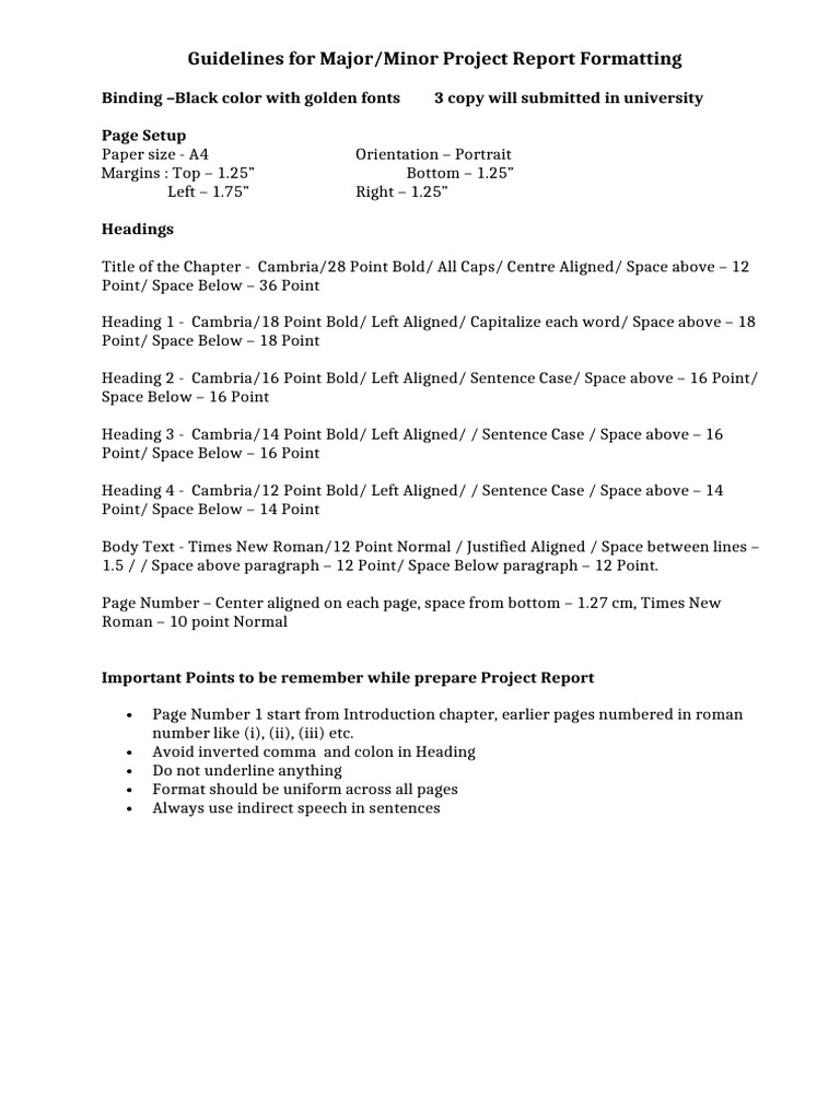 Major Project Report Formatting Guide | PDF | Publishing | Text