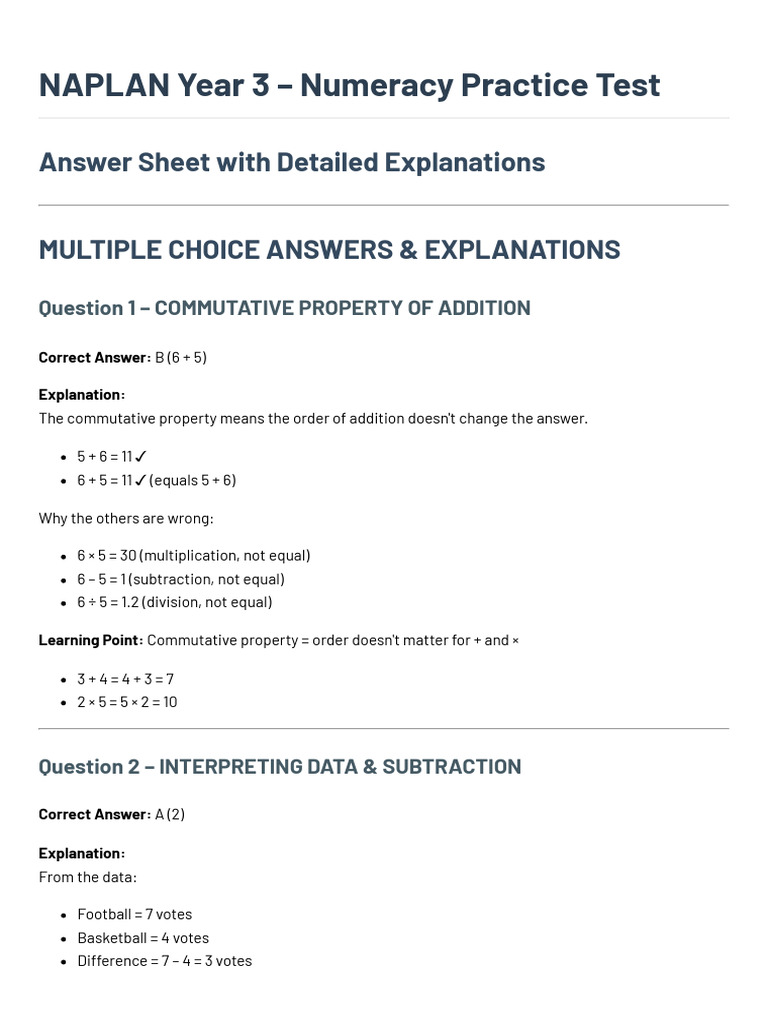 Year 3 NAPLAN Numeracy Practice Test | PDF | Rectangle | Triangle