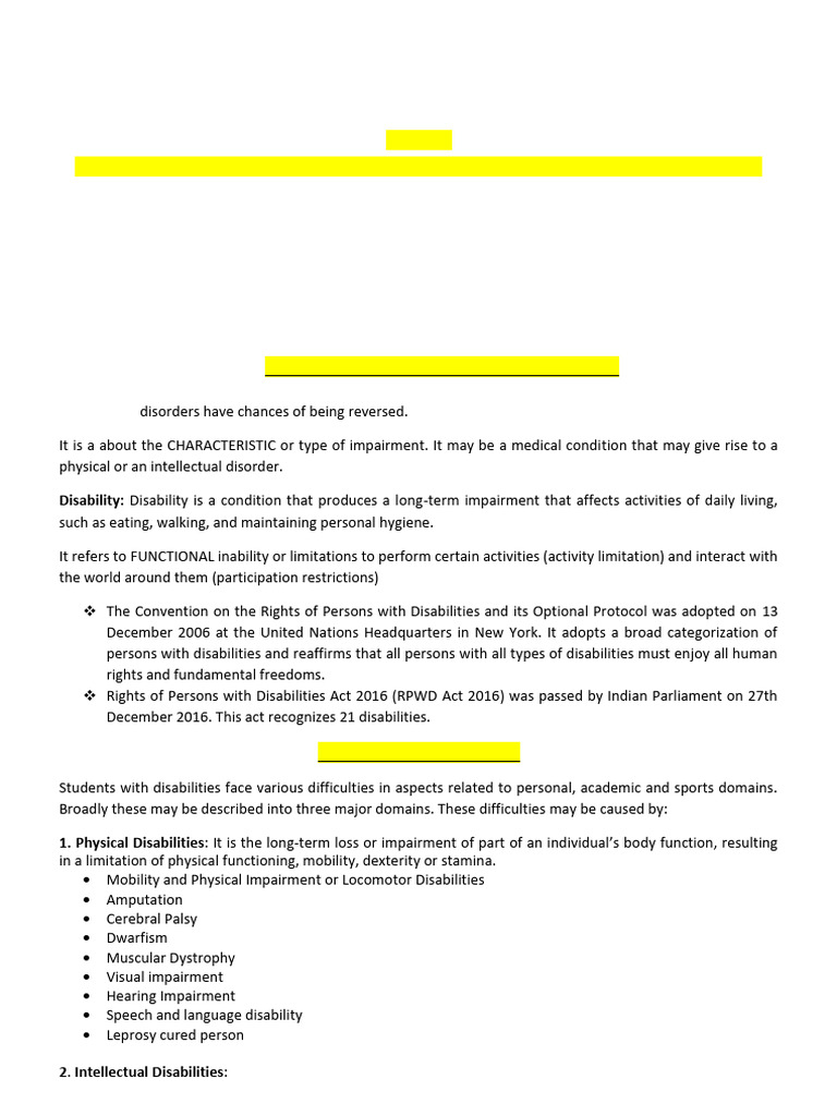 Ch.4 Notes | PDF | Intellectual Disability | Physical Therapy