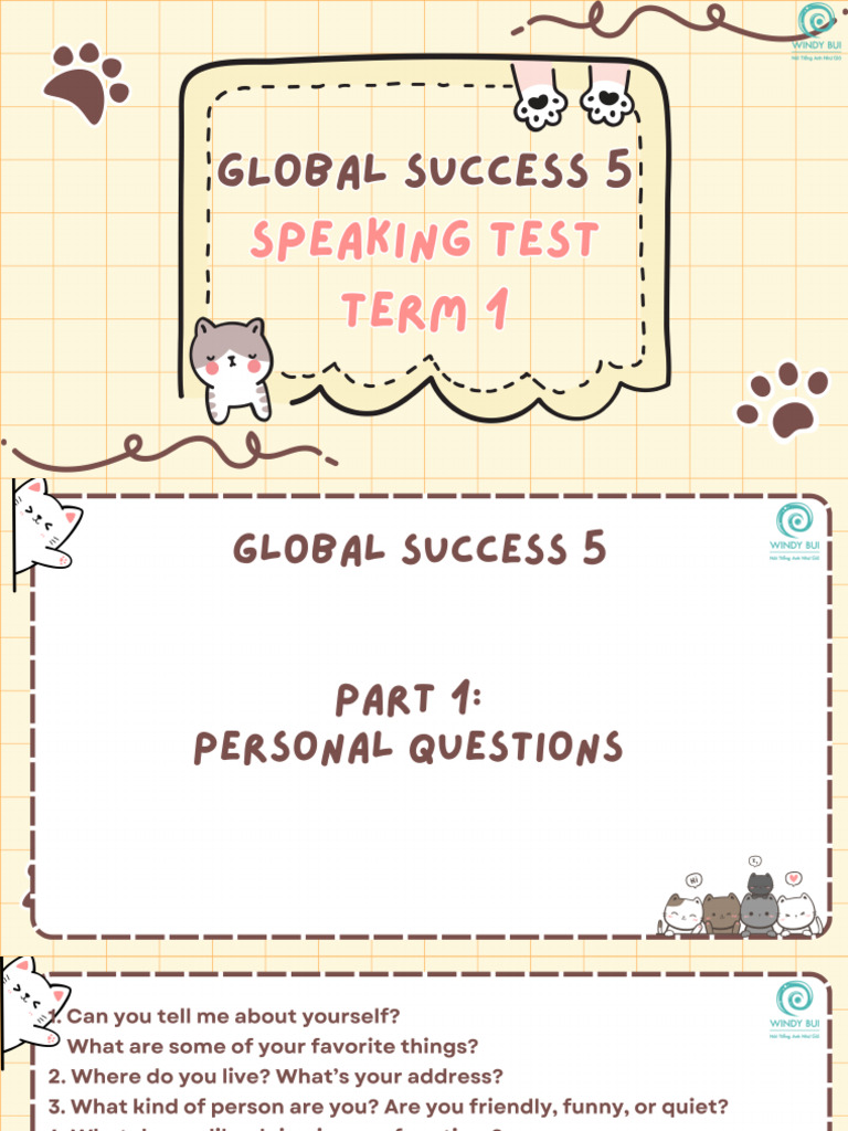 Global Success 5 Speaking Test Term 1 | PDF