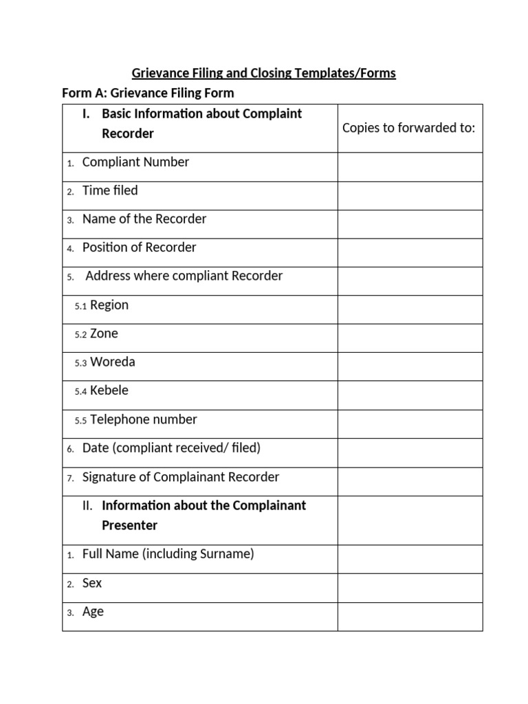 Grievance Filing and Closing Forms | PDF | Chess Theory | Chess