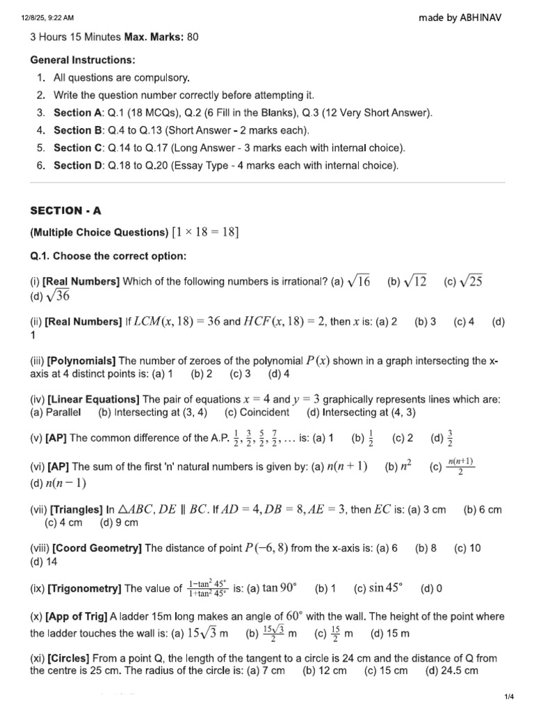 Maths Paper | PDF