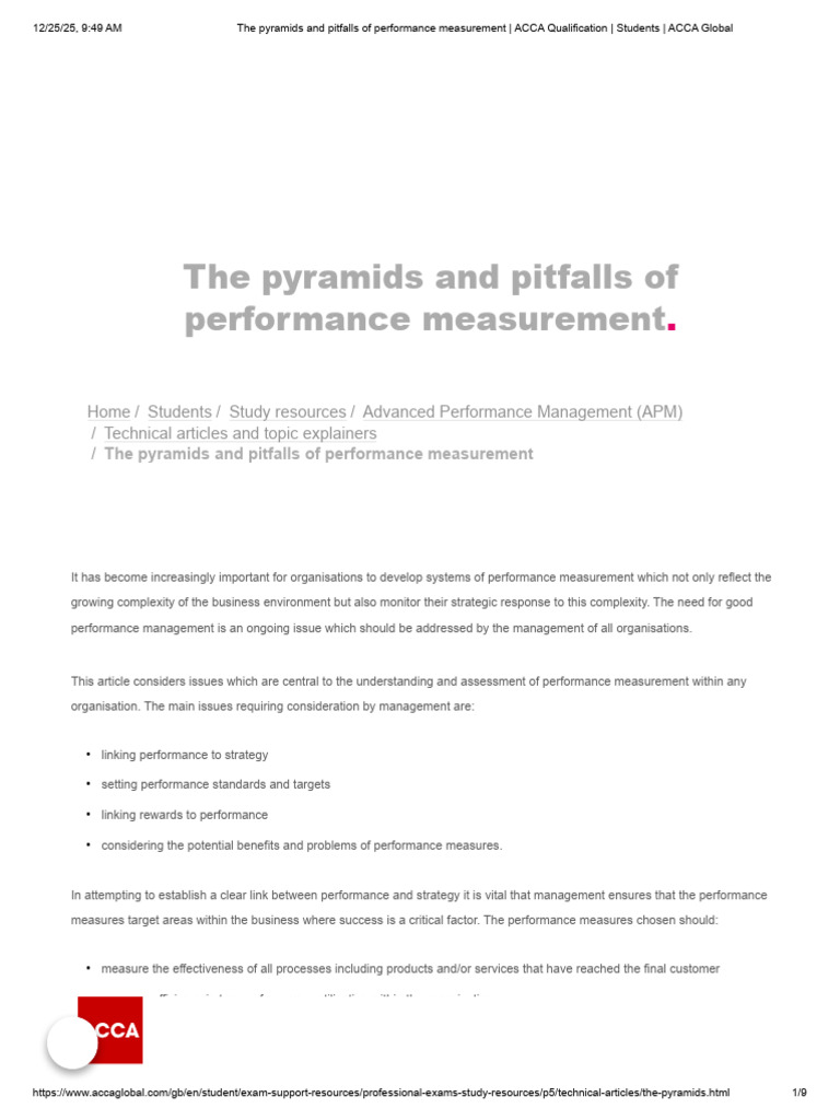 Performance Measurement Strategies Explained | PDF | Economies | Business