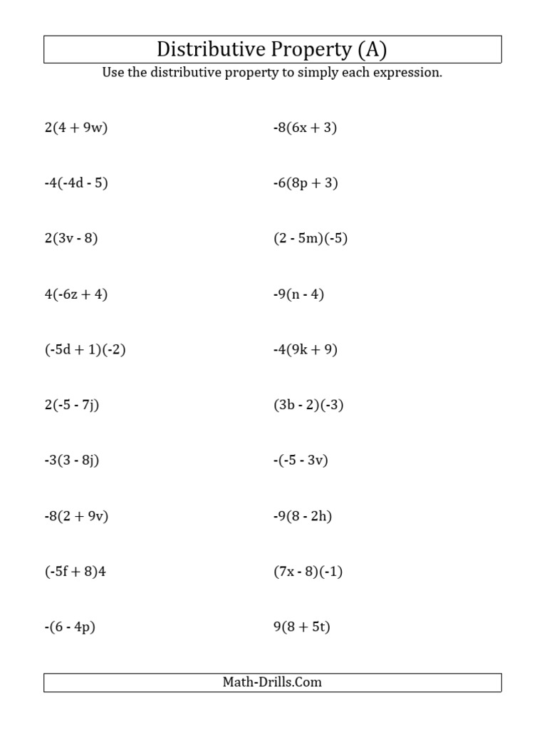 Distributive Property Practice Problems | PDF