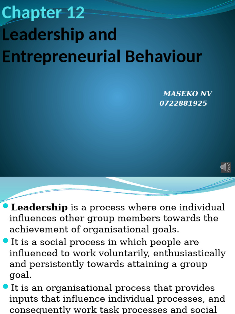 Leadership and Entrepreneurial Behavior Insights | PDF | Leadership ...
