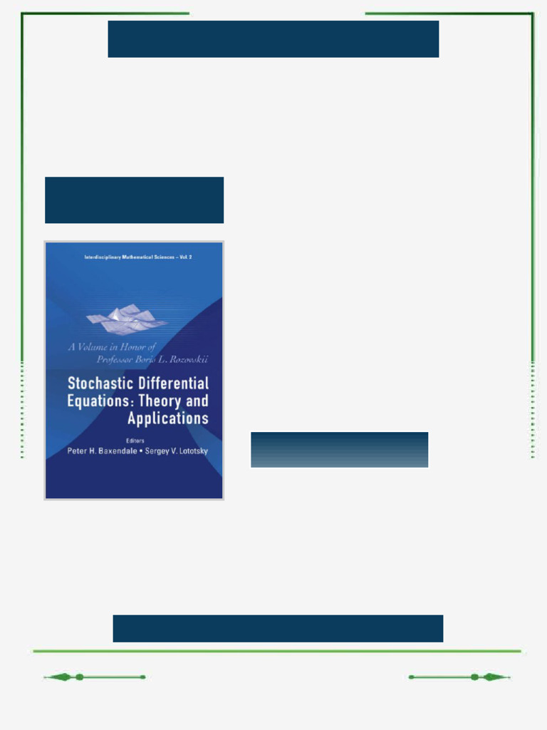 Stochastic differential equations theory and applications Peter H ...