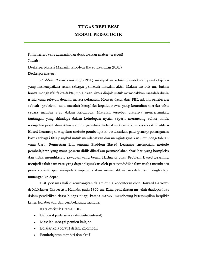 Penerapan Problem Based Learning dalam Pendidikan | PDF