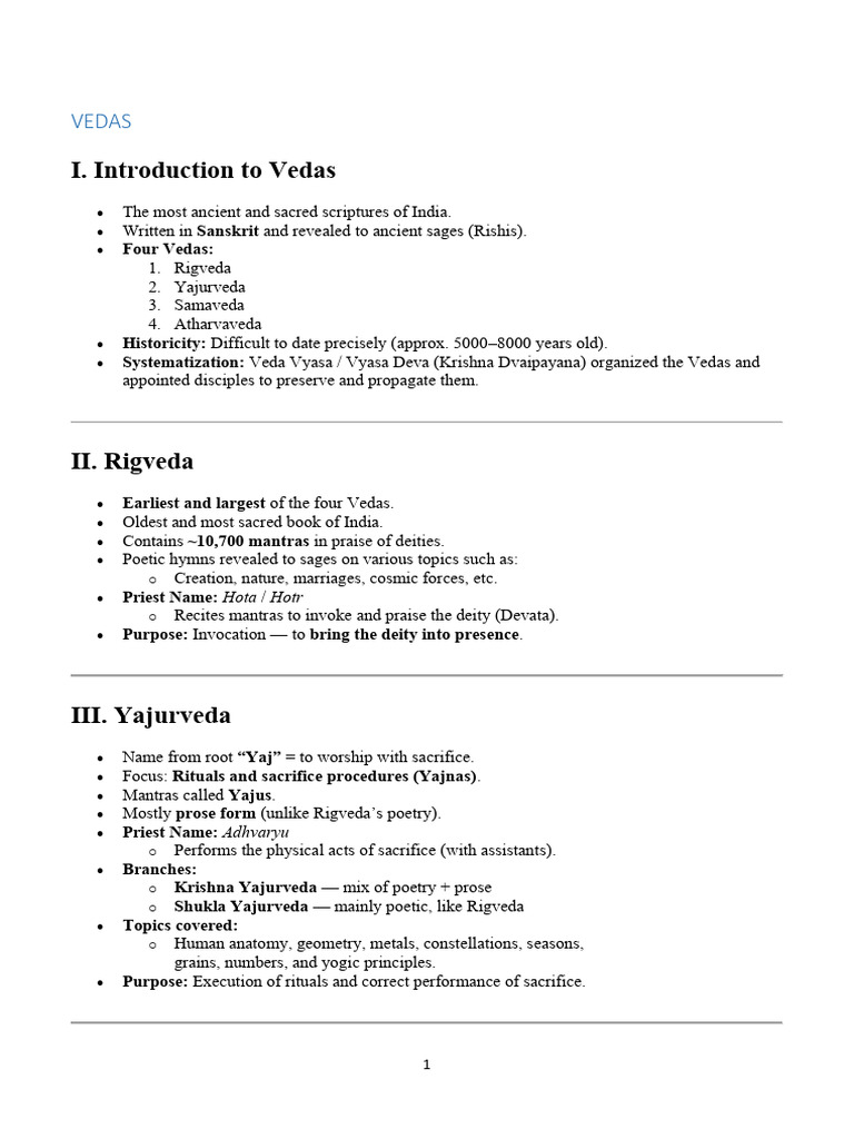 Overview of the Vedas and Their Significance | PDF | Mathematics ...