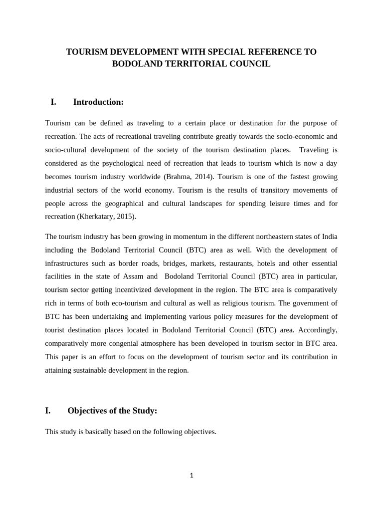 Tourism Development in Bodoland BTC | PDF