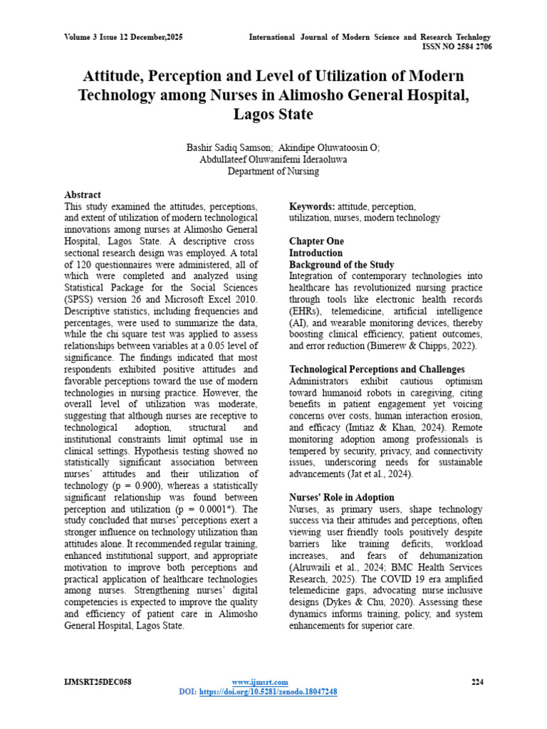 Nurses' Technology Use in Lagos Hospital | PDF | Electronic Health Record