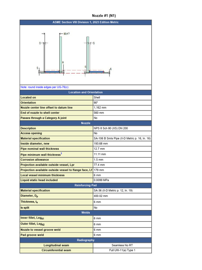 ASME Nozzle Design Specifications N1 | PDF | Pipe (Fluid Conveyance ...