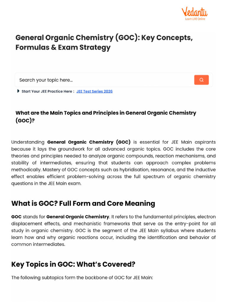 General Organic Chemistry (GOC) - Key Concepts, Formulas & Exam ...