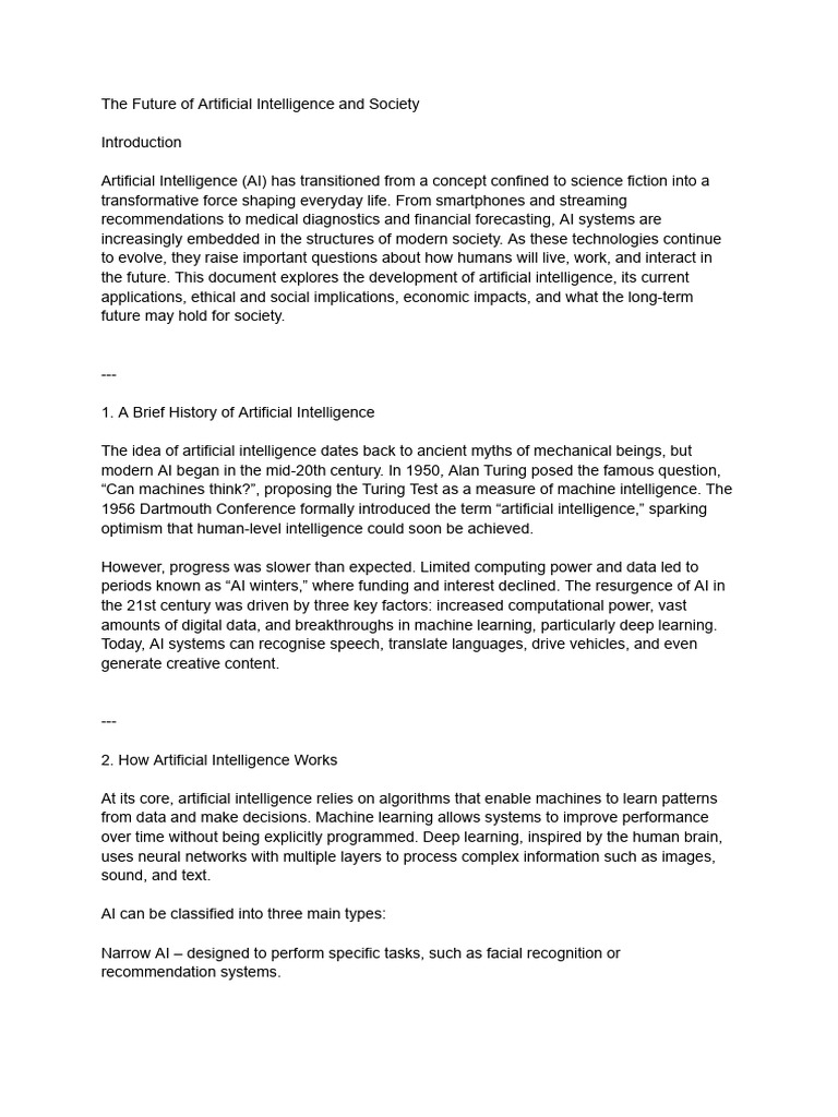AI's Impact on Society and Future Trends | PDF | Artificial ...