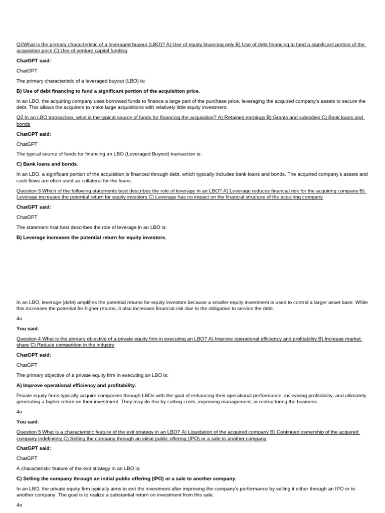 Understanding Leveraged Buyouts and Strategies | PDF | Leveraged Buyout ...