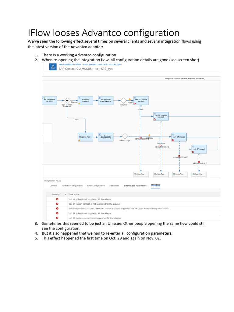 Advantco Configuration Loss in IFlow | PDF