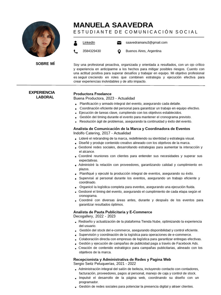 CV Manuela Saavedra | PDF | Logística | Business