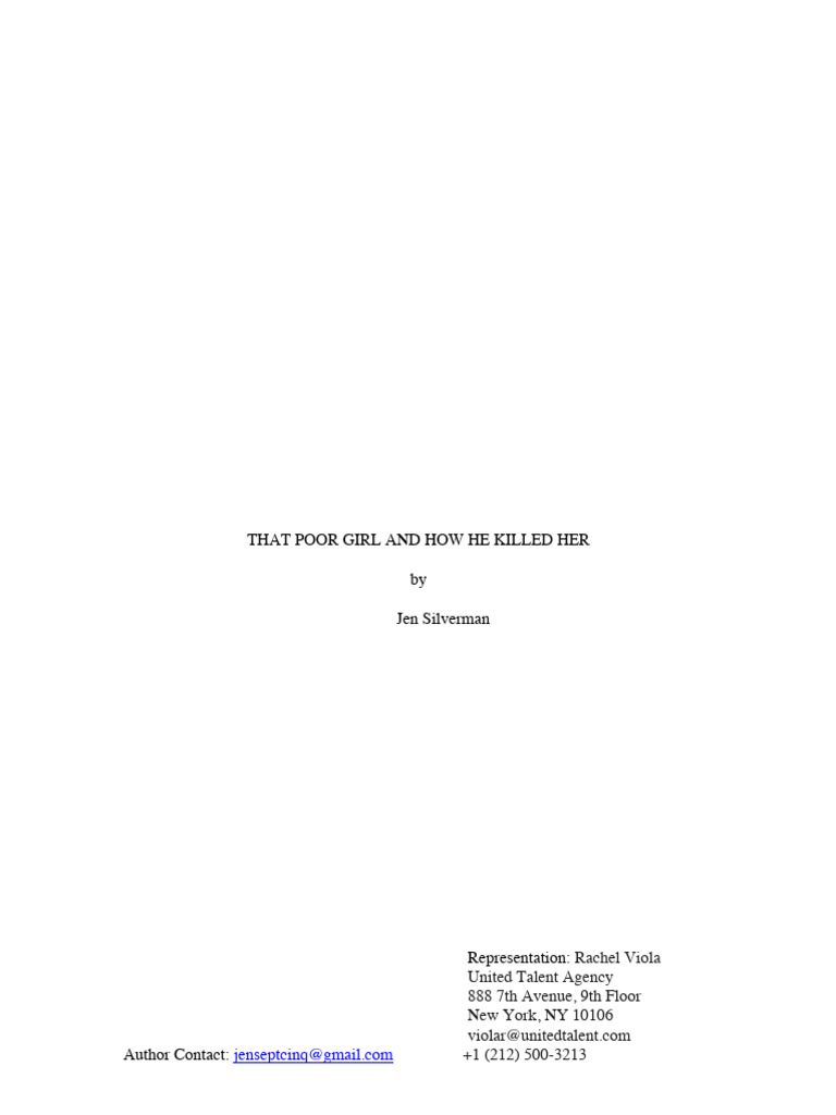 That Poor Girl and How He Killed Her_Silverman | PDF