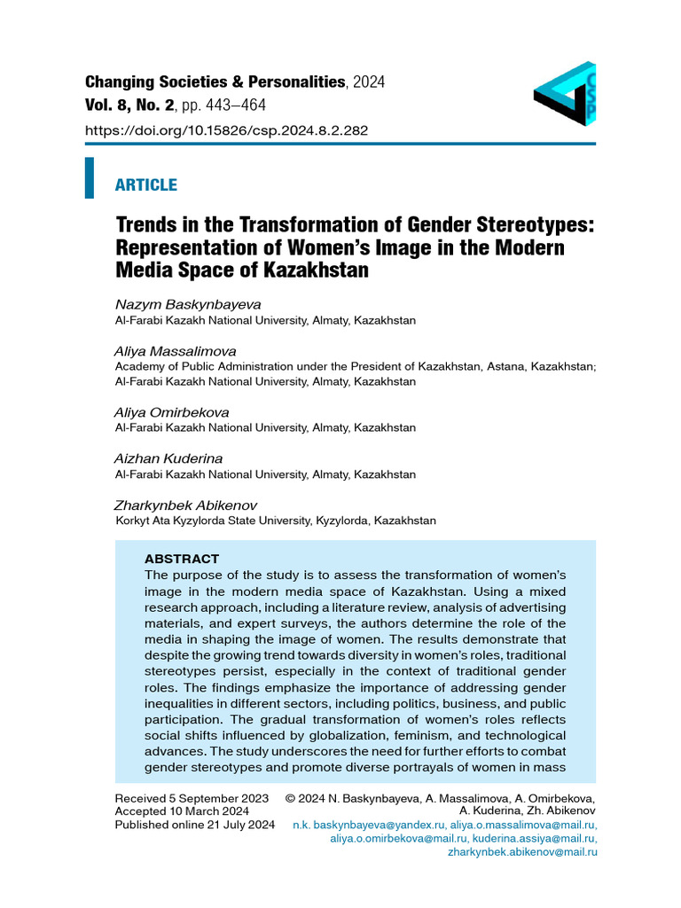 Gender Stereotypes in Kazakhstan Media | PDF