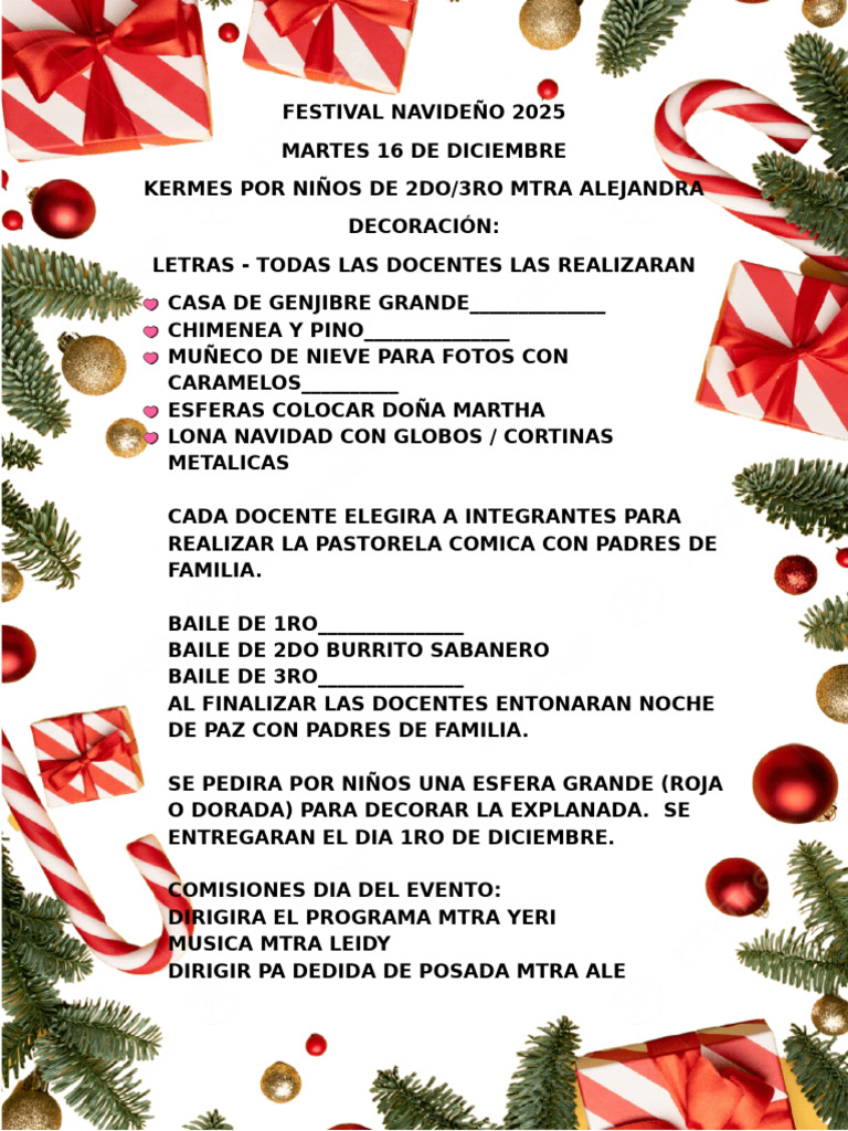 Festival Navideño 2025: Actividades y Decoración | PDF