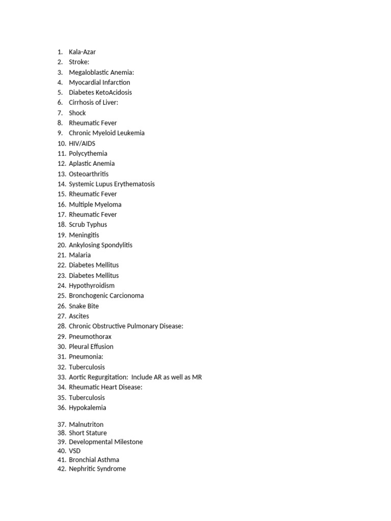Comprehensive Medical Conditions List | PDF | Diseases And Disorders ...