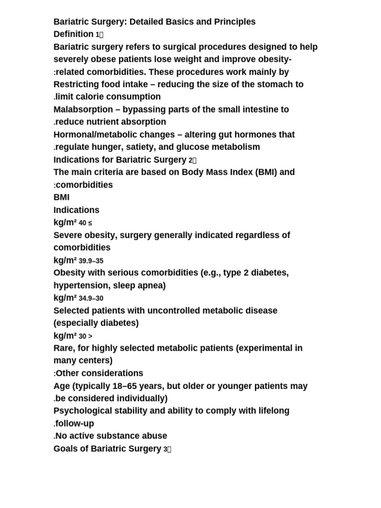 Bariatric Surgery: Overview and Principles | PDF | Bariatric Surgery ...