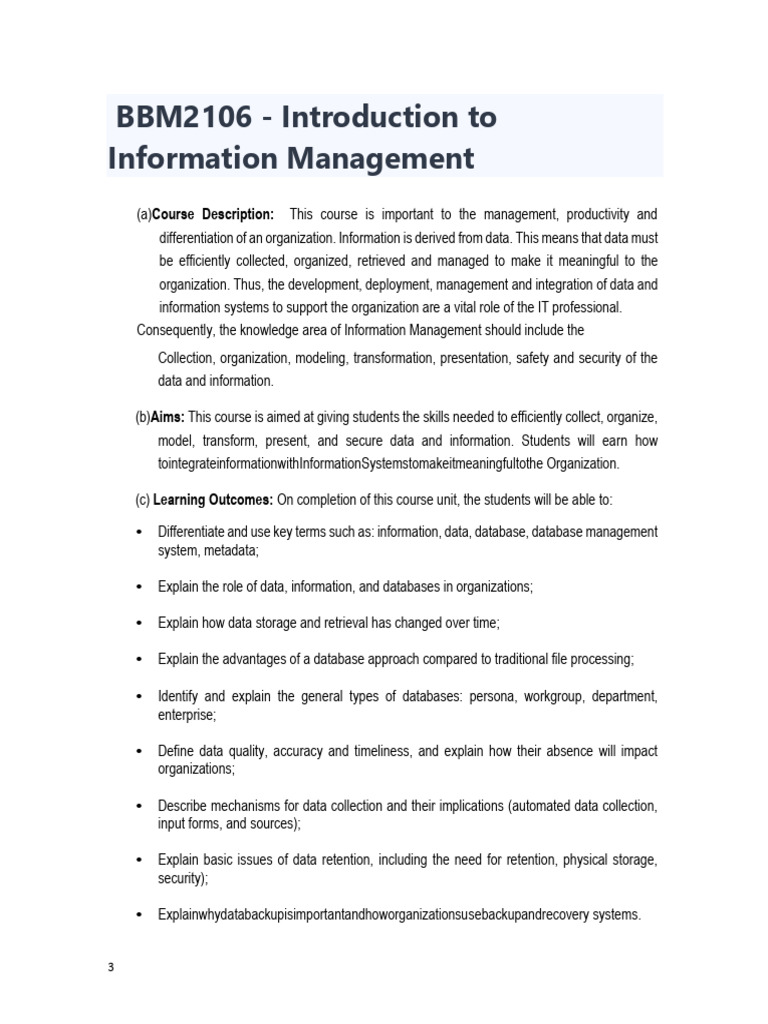 Introduction to Information Management | PDF | Databases | Information