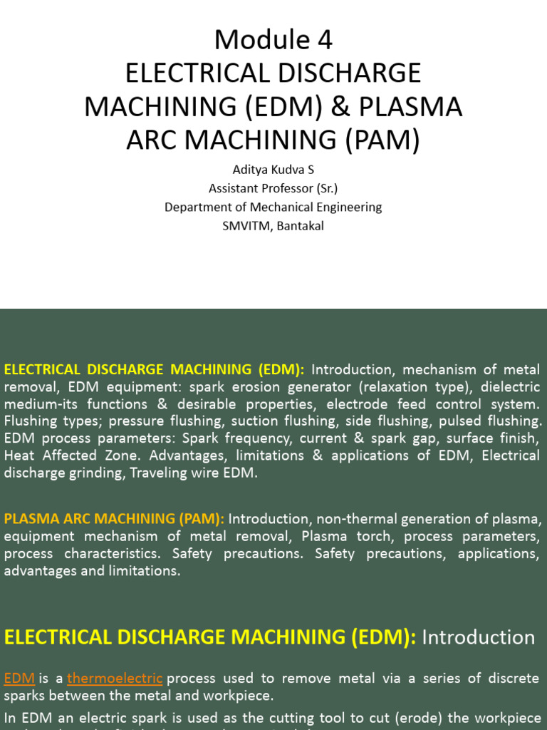 EDM and PAM: Machining Techniques Explained | PDF | Capacitor | Machining