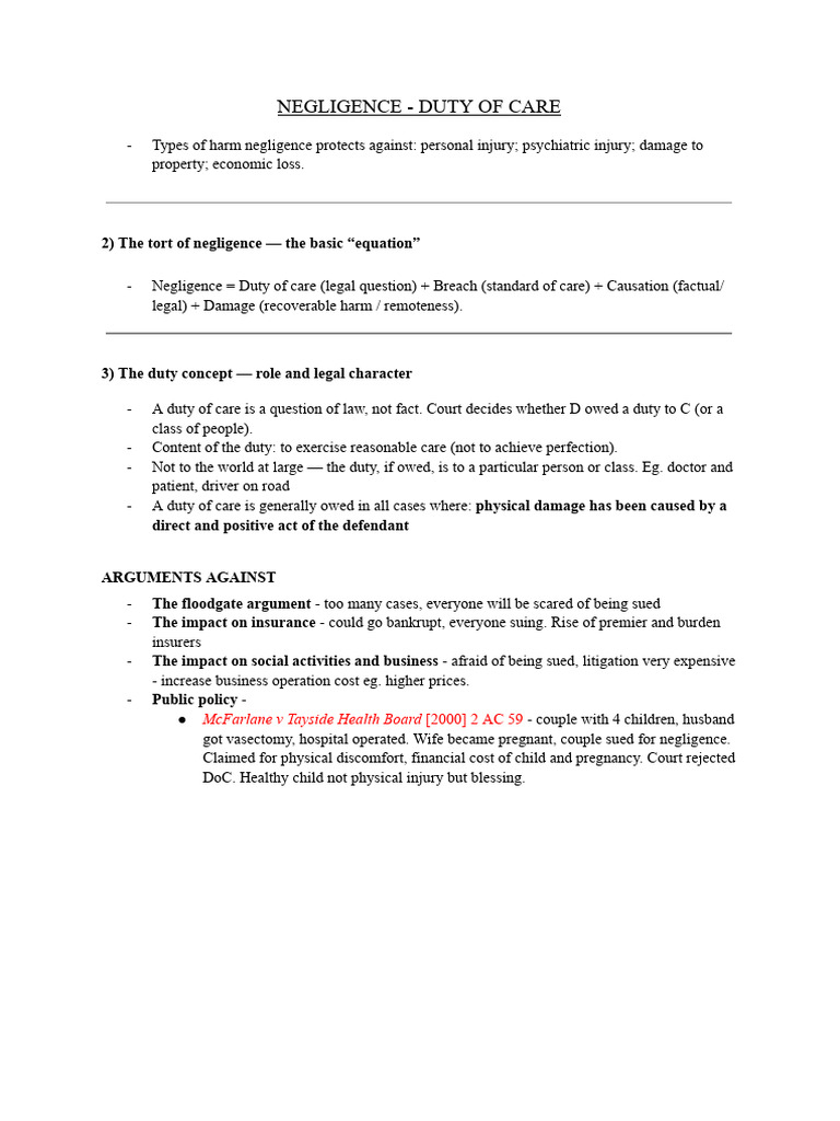 Understanding Duty of Care in Negligence | PDF | Negligence | Duty Of Care