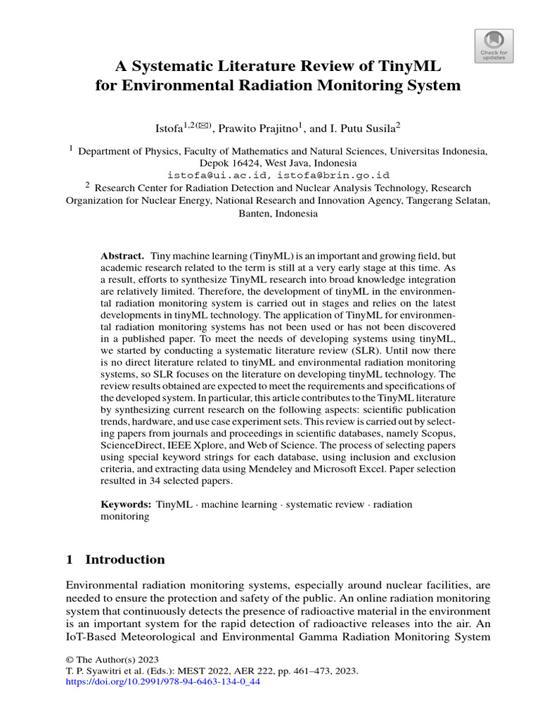 A Systematic Literature Review of TinyML for Environmental | PDF ...