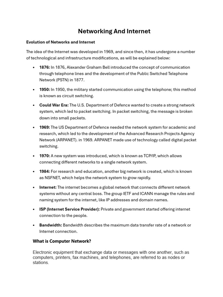 Evolution of Networking and Internet | PDF | Network Topology ...