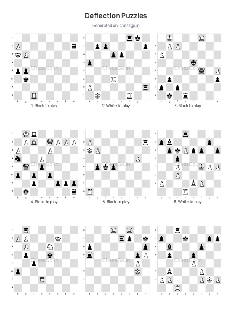 Deflection Chess Puzzles _ Easier Difficulty _ ChessGo.in | PDF | Chess ...