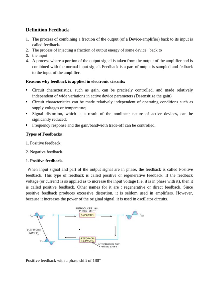 FEEDBACK Final Notes | PDF | Feedback | Amplifier