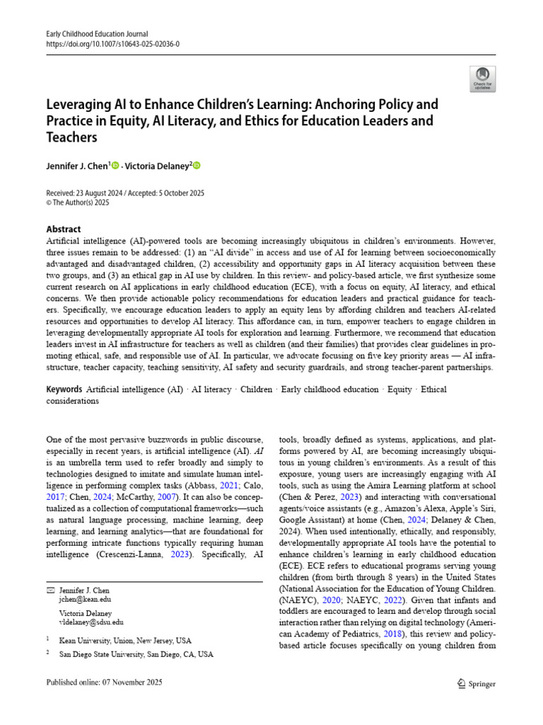 AI in Early Childhood Education: Equity & Ethics | PDF | Artificial ...