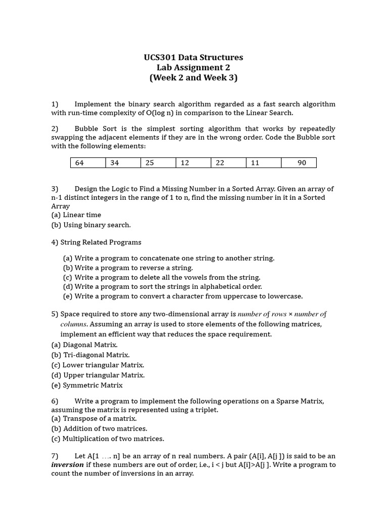 Lab Assignment 2 (Arrays Cont.) | PDF | Matrix (Mathematics) | String ...