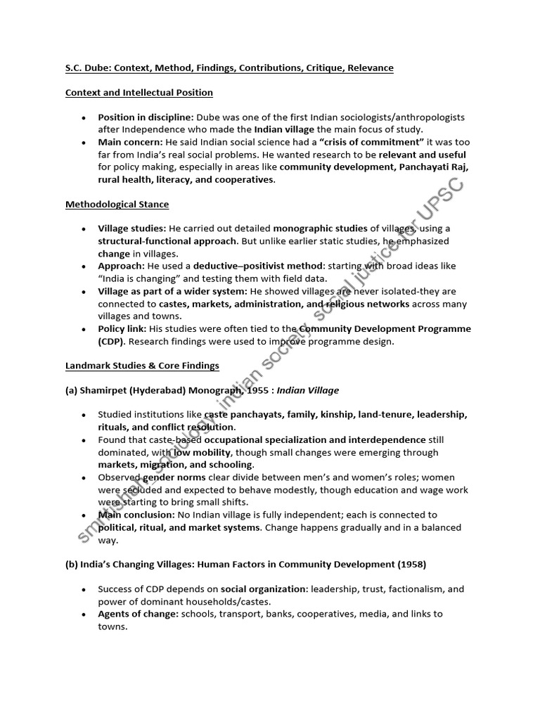 SC Dube Watermark | PDF | Sociology | Caste