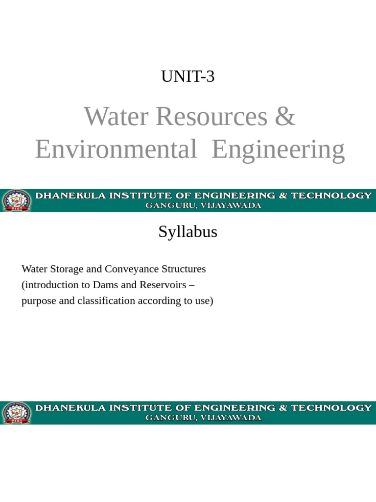 Water Resources: Dams and Reservoirs Overview | PDF | Dam | Reservoir