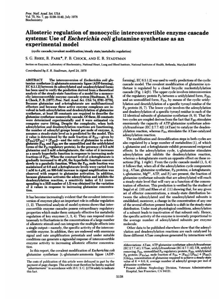 Allosteric Regulation of E. coli Enzyme | PDF | Adenosine Triphosphate ...