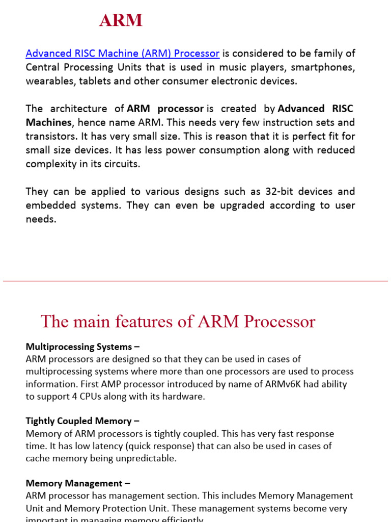 Overview of ARM Processor Architecture | PDF | Central Processing Unit ...
