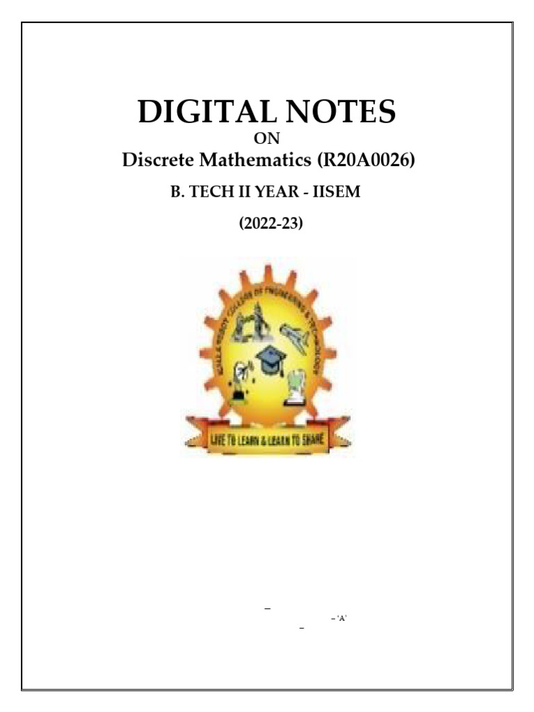It - (20) - 2-2 - DM Digital Notes (2022-23) | PDF | Group (Mathematics ...