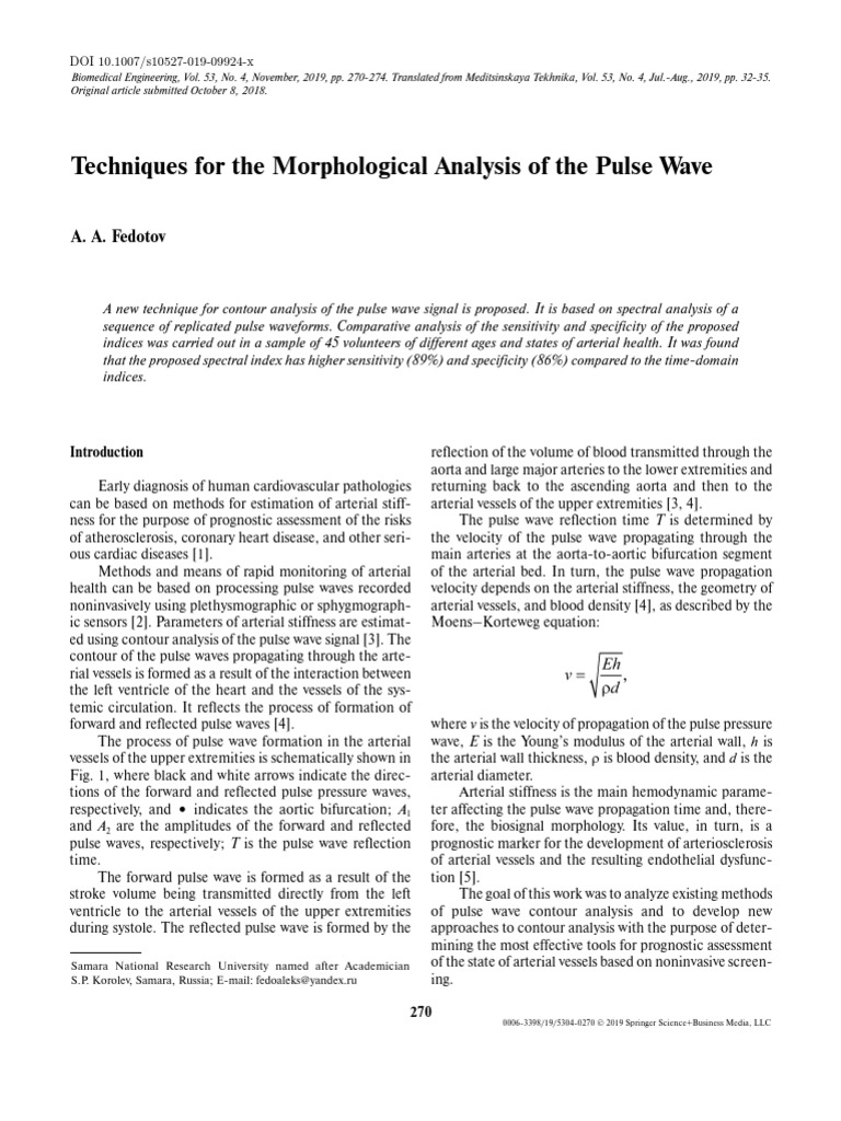 Pulse Wave Morphology Analysis Techniques | PDF | Pulse | Spectral Density