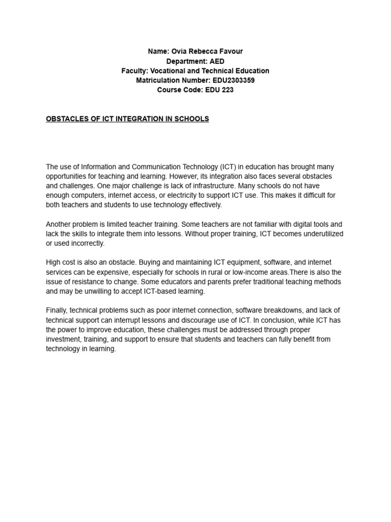 Challenges of ICT in Education | PDF
