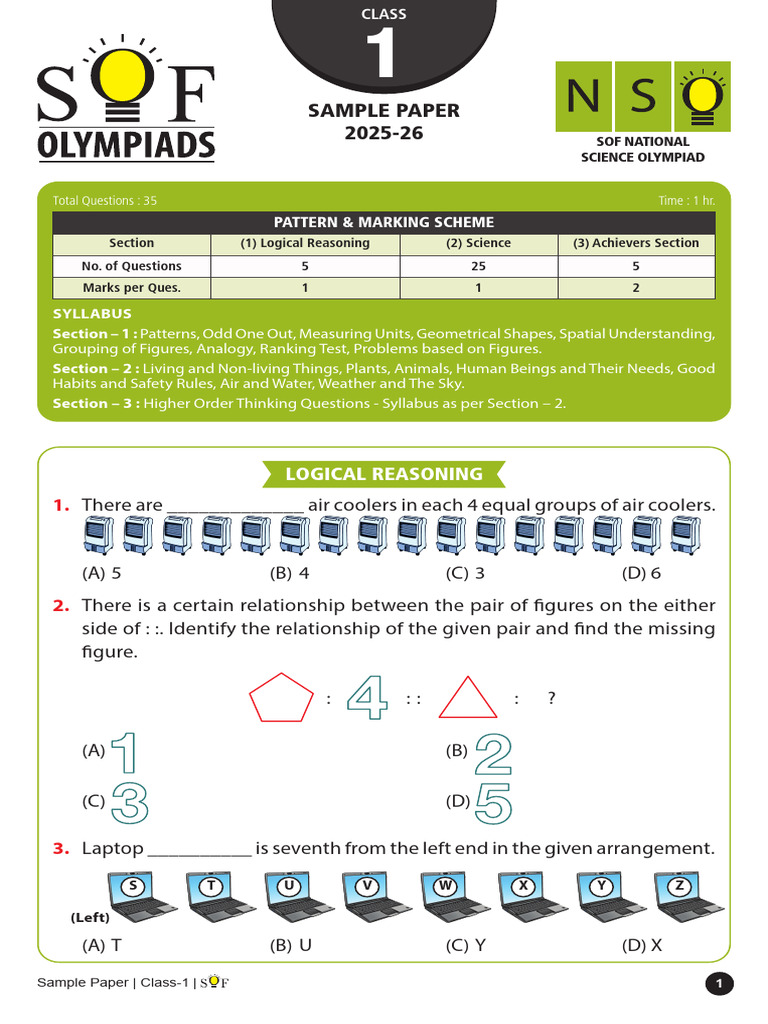 Class 1-3 Science Olympiad Sample Paper | PDF | Thyroid