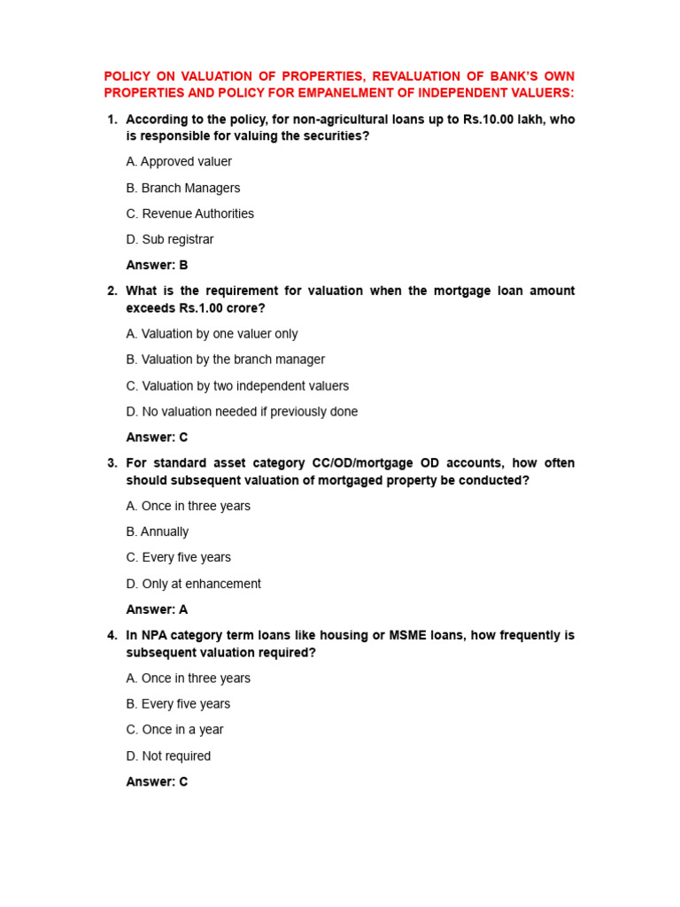 Property Valuation and Revaluation Policy | PDF