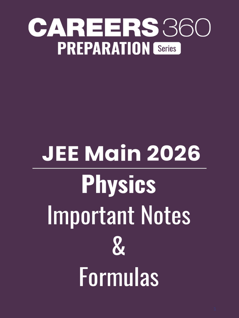 JEE Main 2026 Physics Formula Guide | PDF | Acceleration | Significant ...