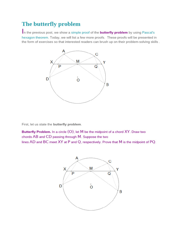 Butterfly Problem: Proofs and Exercises | PDF | Triangle | Mathematical ...