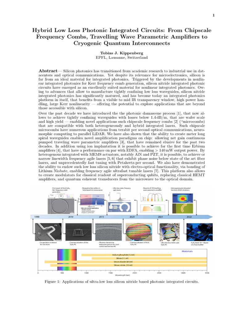 Low Loss Silicon Nitride Photonics | PDF | Photonics | Laser