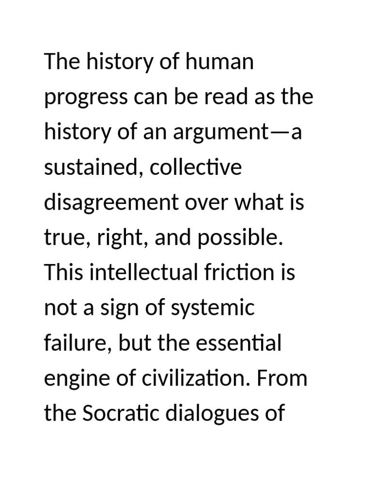 The History of Human Progress Can Be Read as the History of an Argument ...