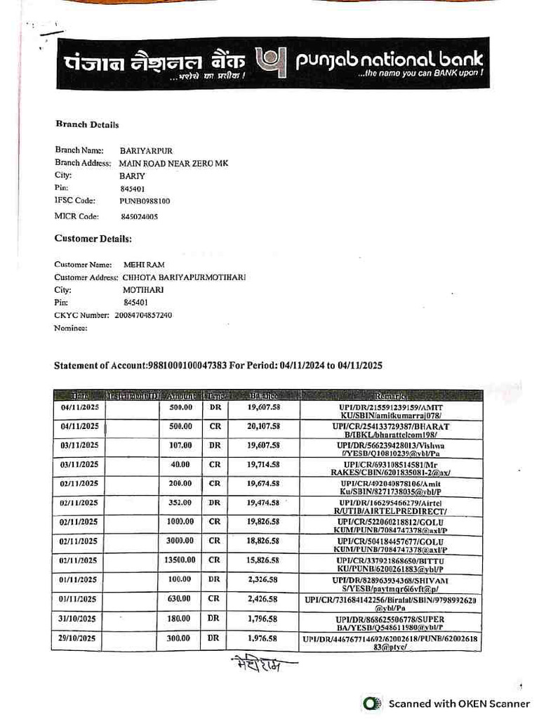 Mehi Ram Bank Statement - 11zon | PDF