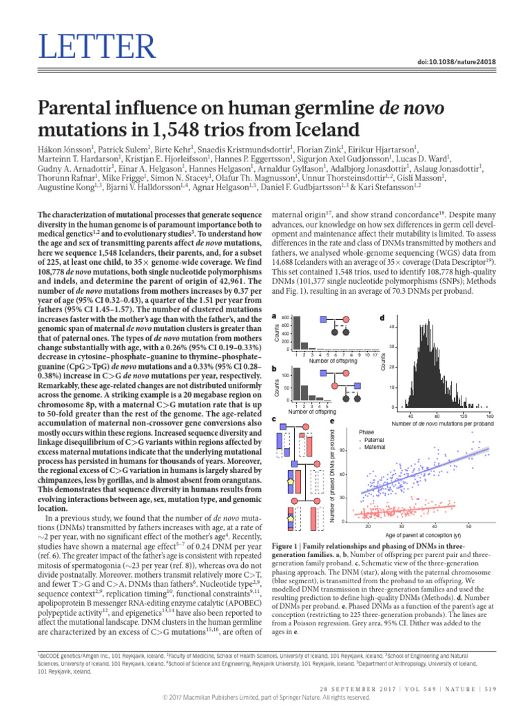 10 1038@nature24018 | PDF | Mutation | Single Nucleotide Polymorphism